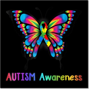 Colorful Butterfly Autism Awareness Posters and Art